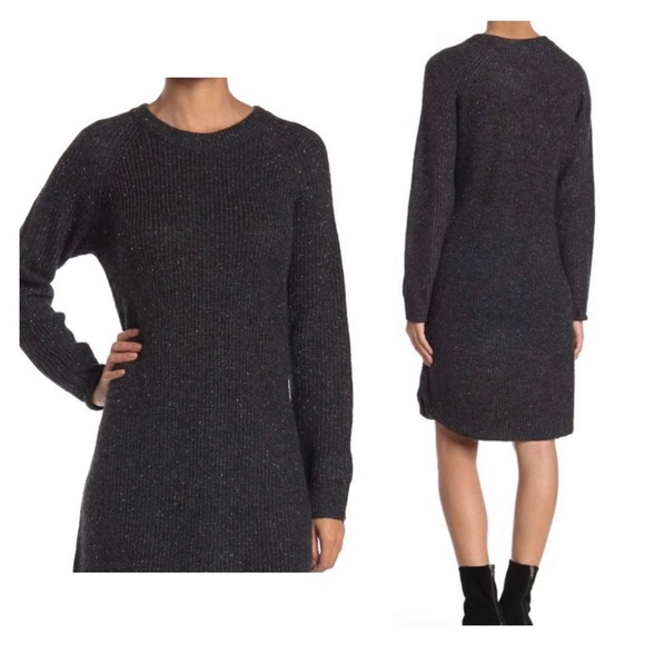 MADEWELL Curved Hem Sweater Dress Donegal Thunder Grey XS - Picture 4 of 7